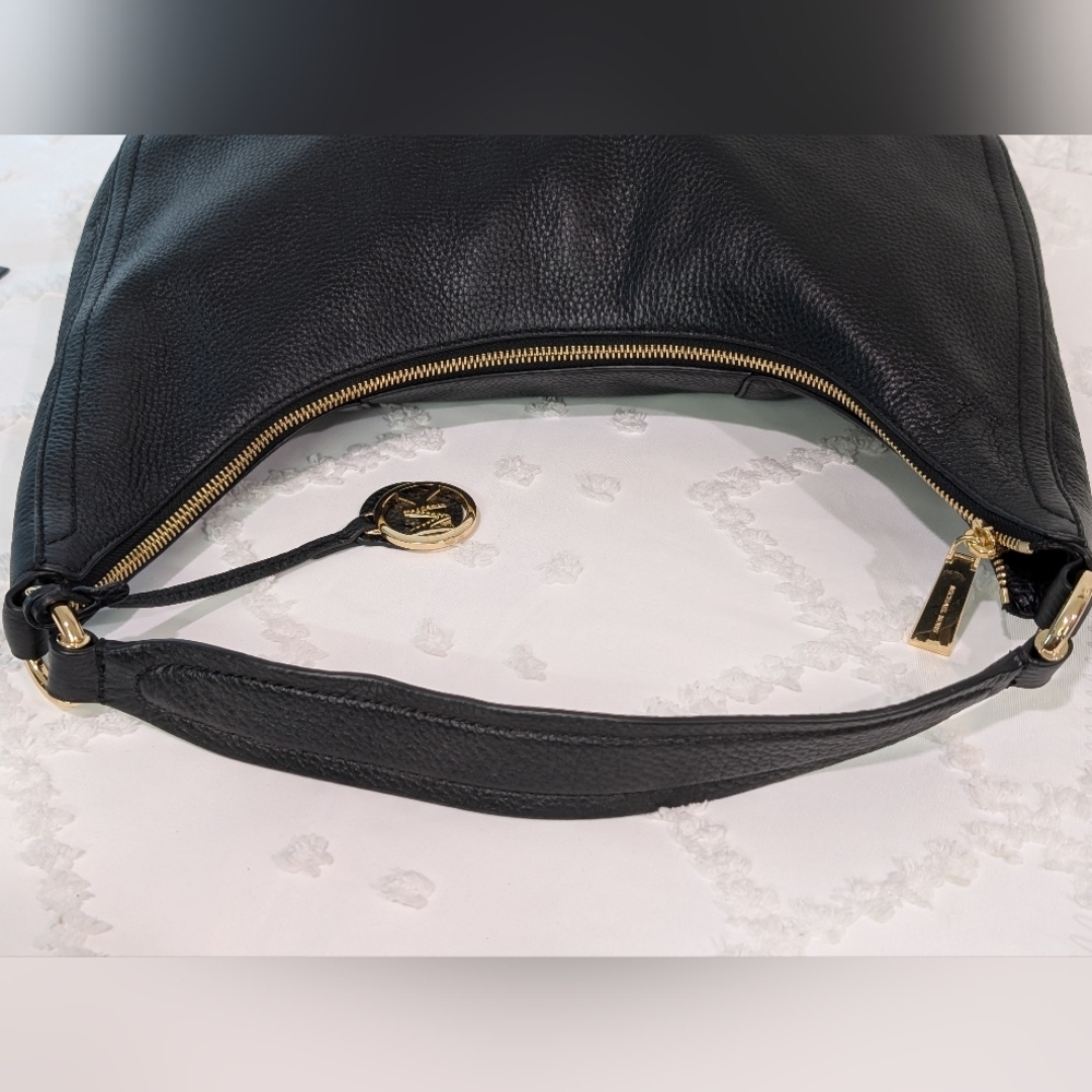 Michael Kors Lydia Large Black Pebbled Leather Shoulder Bag Hobo Boho Purse MK - Picture 11 of 16